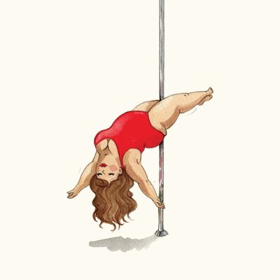 Pole dancing print, Watercolour painting, Wall art, Pole dancer art print, Sexy art print, Funny art print - 8 x 10 inches (£12.50)