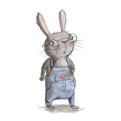 Worried rabbit print; Watercolour print; Wall decor; Cute illustration; Animal art print; Rabbit print - 5 x 7 inches (£7.00)