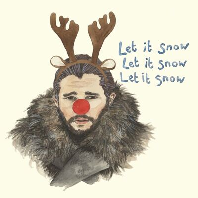 Jon Snow Christmas card; Funny Christmas card; Humour;Game of thrones; Twelve days of Christmas; Illustration; Let it snow; GOT