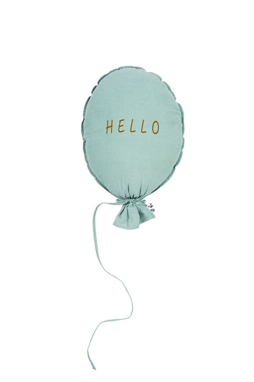 BALLOON PILLOW OLD GREEN HELLO CARAMEL