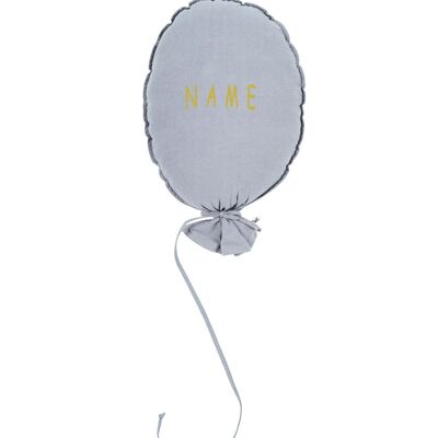 BALLOON PILLOW GREY PERSONALIZED GOLD