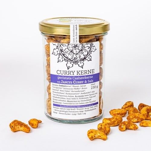 Geröstete Cashewkerne mit Jancys Curry & Salz – BIO - 220g