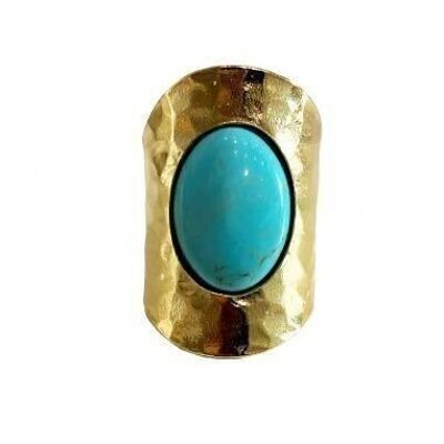 Stone metal ring - turquoise gold