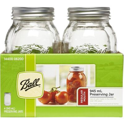 4PK BALL MASON JARS 945ML RM