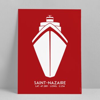 Paquebot Rouge Saint Nazaire 30x40cm