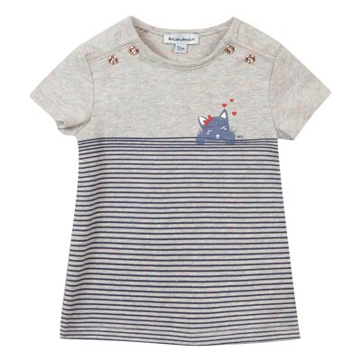 T-shirt manches courtes motif imprimé chaton #2U10033/21