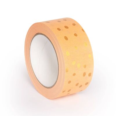Packing Tape - Gold polka dot on Orange, Packaging tape