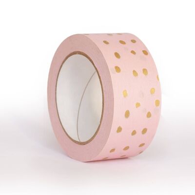 Pink tape with gold polka, Packaging tape