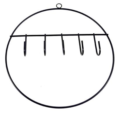 Juego de 2 círculos decorativos de metal negro con gancho D 37-39 cm