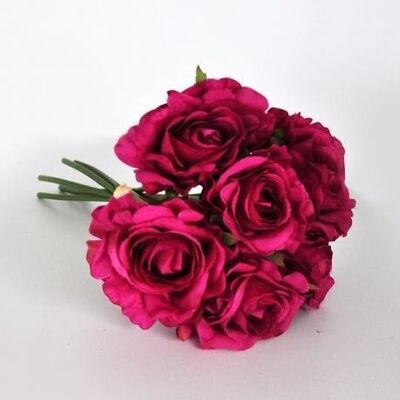 DECO BODAS Y EVENTOS Ramo de rosas moradas x6 - 25cm - flores artificiales