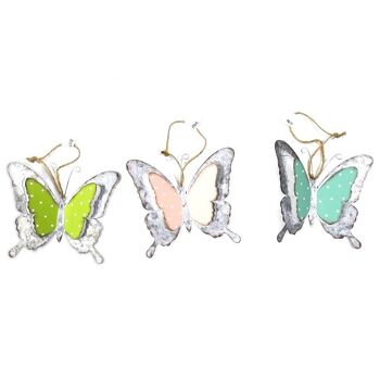 Set de 3 papillons décoratifs en métal mutliticolore à suspendre 13 cm 5