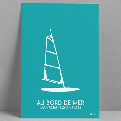 Blue Windsurf Board 30x40cm