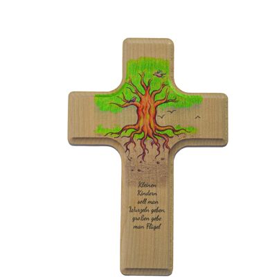 grande croce di legno per bambini, albero della vita