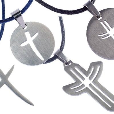 Pendentif croix en acier inoxydable - jouez avec les formes