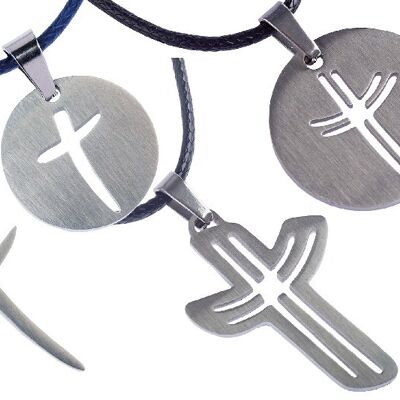 Pendente a croce in acciaio inossidabile - gioca con le forme