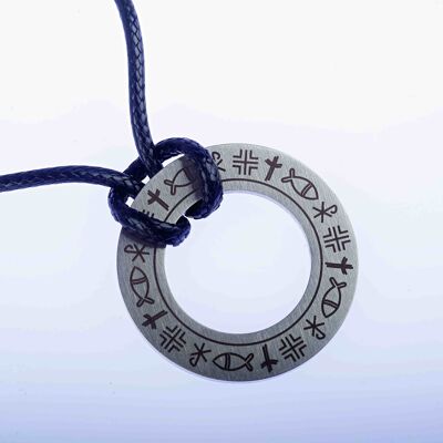 Round pendant with Christian symbols