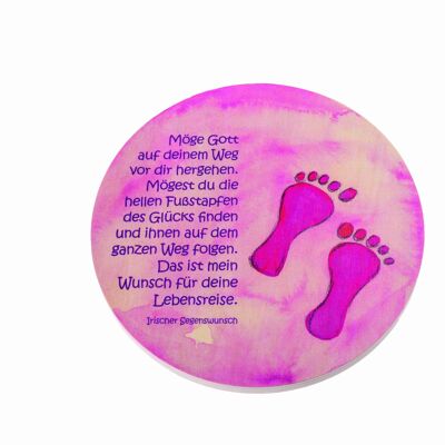 Large wood picture, small feet pink