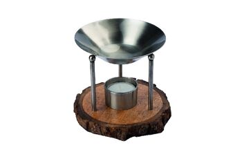 Lampe à huile "Wood Disc" en finition antique argentée 2