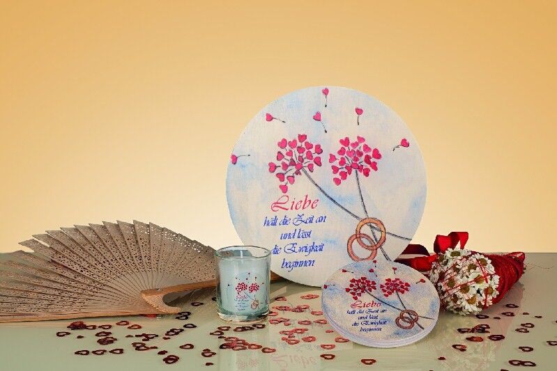 Quadro rotondo in legno, amore