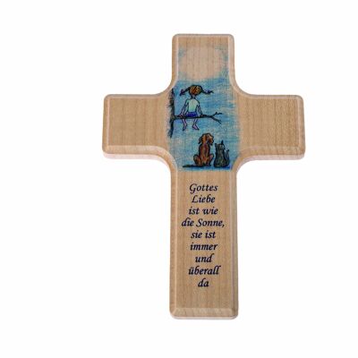 Gran cruz de madera para niños, niño afortunado