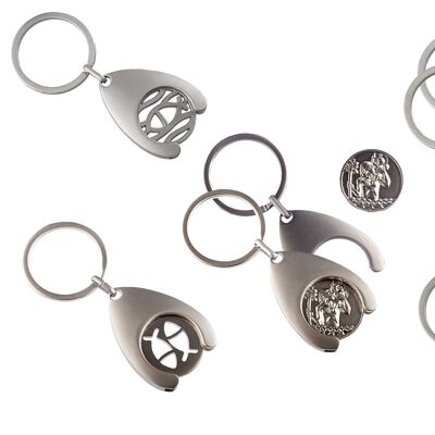 Key fob set with shopping cart chip