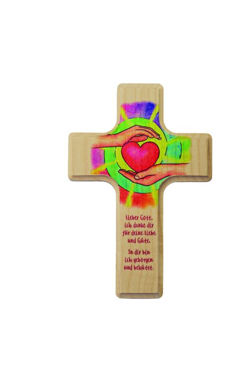 großes Holzkreuz für Kinder, Geborgenheit