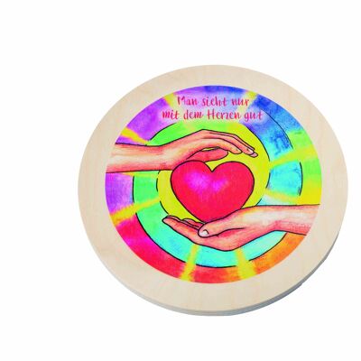 Round wooden picture, heart