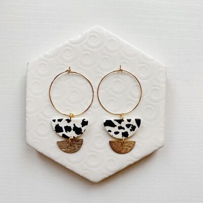 Boucles d'oreilles créoles à breloques texturées Lottie Dalmatien