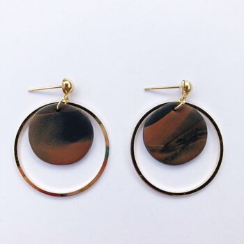 Jessie Brown & Black Marble Gold Hoop Ball Stud Boucles d'oreilles 3