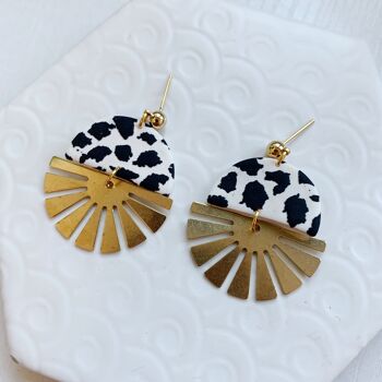 Indie Dalmatian Brass Half Sun Charm Ball Stud Boucles d'oreilles 2