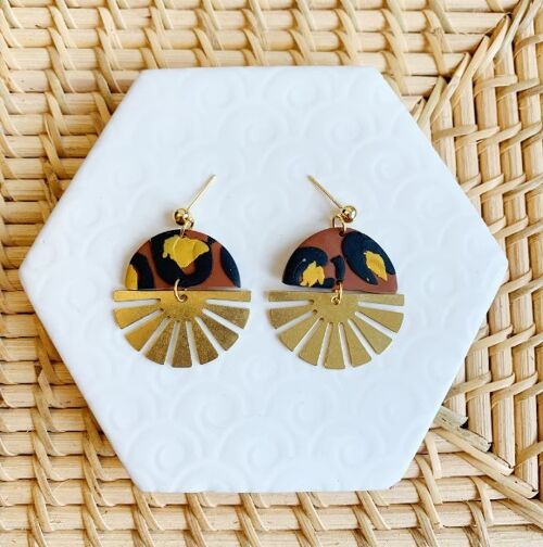 Leopard Half Sun Earring