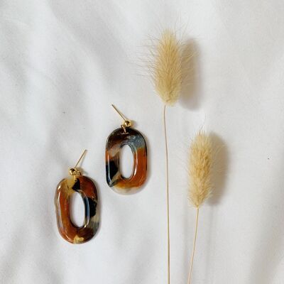 Leonnie Resin Tortoiseshell Oval Ball Stud Earring