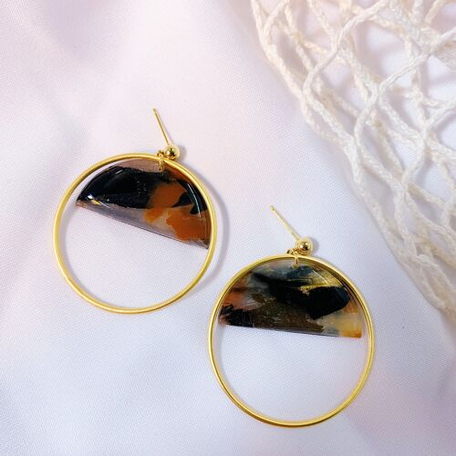 Coco Resin Tortoiseshell Large Hoop Ball Stud Earring