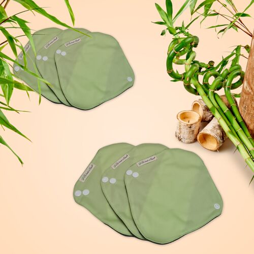 Flux légers & protège-slips (3 protections/boîte) | "Liberté" Vert | Serviettes hygiéniques réutilisables