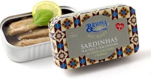 Briosa Gourmet - Boneless and Skinless Sardines in Olive Oil, Lemon and Basil - 120gr