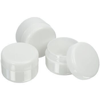 Pot cosmétique, plastique, blanc, pour 6 ml, Ø 2,9 cm, hauteur: 2 cm 2