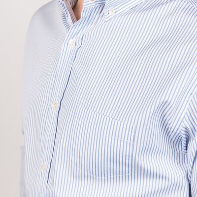Sky blue striped button-down shirt