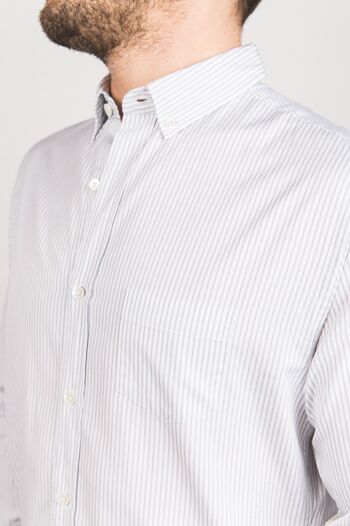 Chemise col boutonné à rayures grises 3