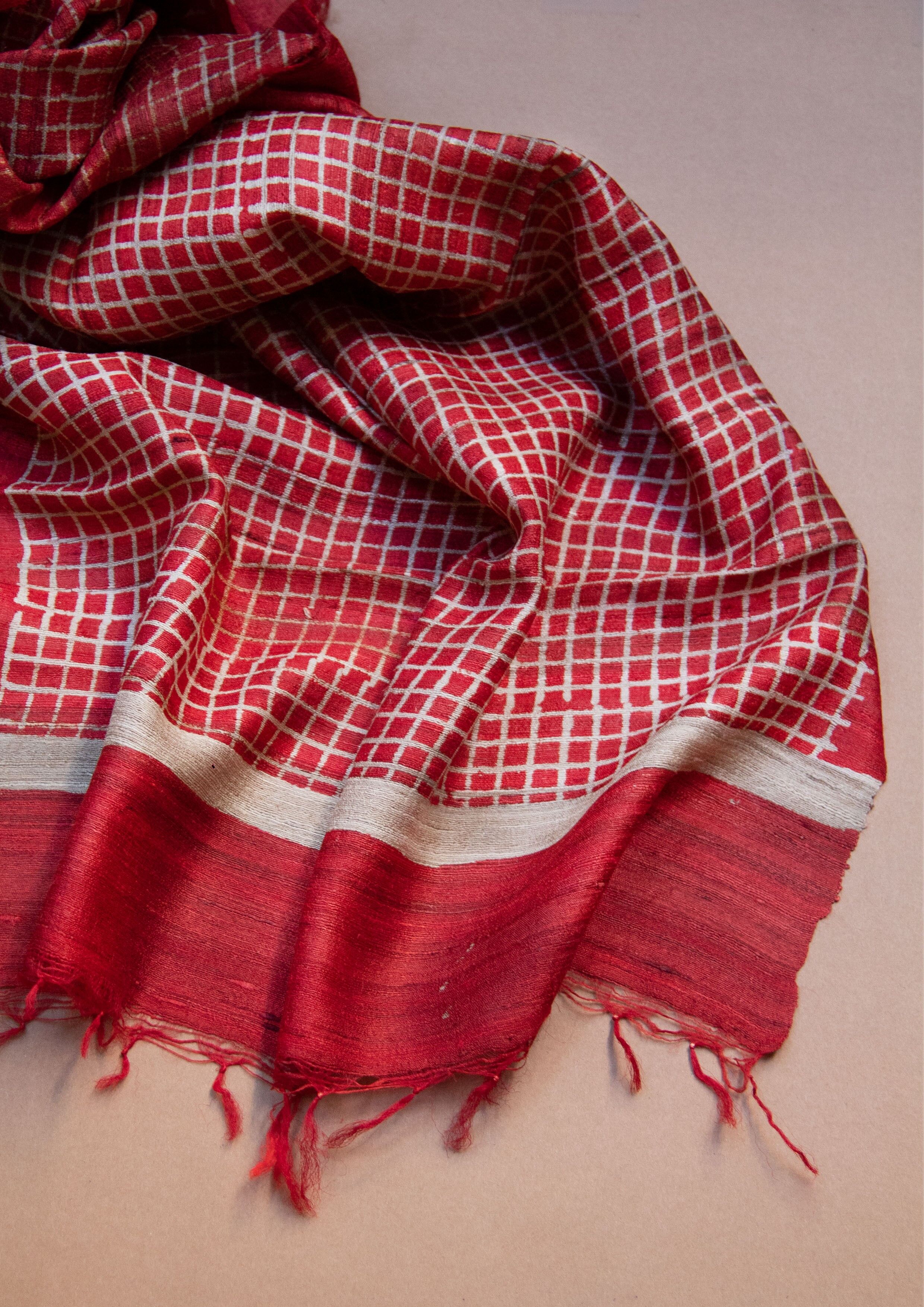 Buy wholesale Handwoven cloth made of Peace Silk / Tussah silk red