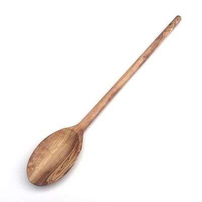 Cuillère de cuisson ovale manche rond 35 cm en bois d'olivier