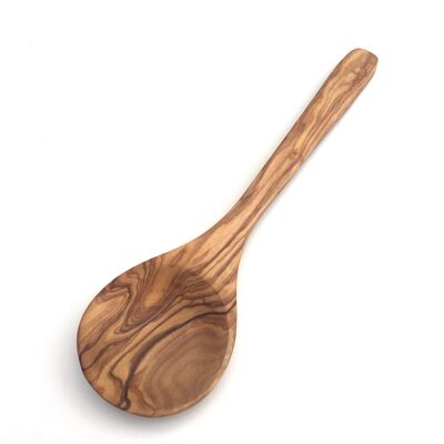 Cucchiaio da portata rotondo manico largo 30 cm in legno d'ulivo