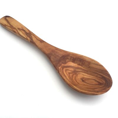 Cucchiaio da riso ovale manico largo 26 cm in legno d'ulivo