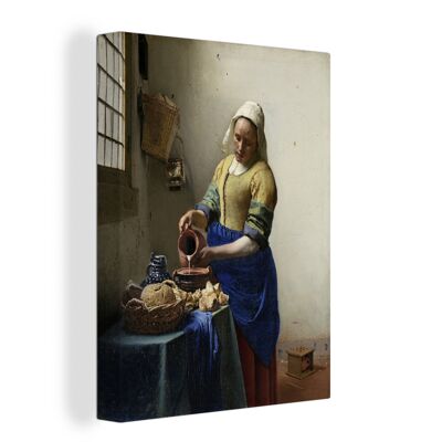 Canvas Schilderij - 90x120 cm - Het melkmeisje - Johannes Vermeer