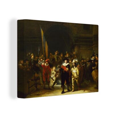 Canvas Schilderij - 40x30 cm - De Nachtwacht - Rembrandt van Rijn