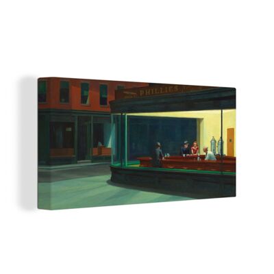 Canvas Schilderij - 40x20 cm - Nighthawks - Edward Hopper