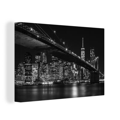 Canvas Schilderij - 150x100 cm - New York - Brooklyn - Bridge