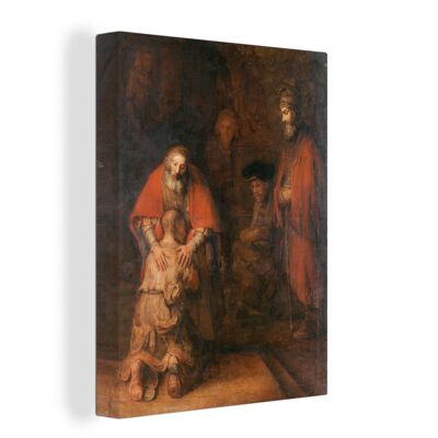 Canvas Schilderij - 90x120 cm - Terugkeer van de verloren zoon - Rembrandt van Rijn