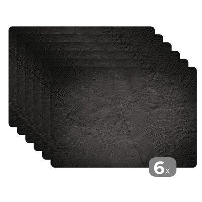 Placemats - 6 stuks - 45x30 cm - Beton - Zwart