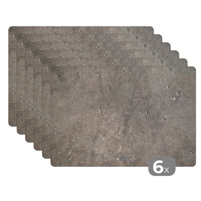 Placemats - 6 stuks - 45x30 cm - Muur - Beton - Grijs