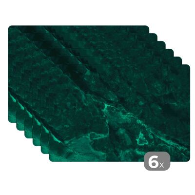 Placemats - 6 stuks - 45x30 cm - Marmer - Kalk - Groen